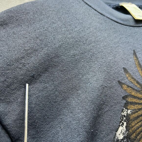 VINTAGE Eagle Sweatshirt Mens Large Blue Bald Made USA 90s Cotton Grove Designs - Picture 9 of 13